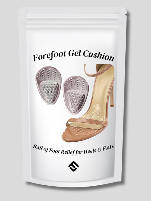 Pair of transparent forefoot gel cushions with honeycomb texture and wave pattern for ball of foot support