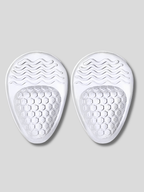 Pair of transparent forefoot gel cushions with honeycomb texture and wave pattern for ball of foot support