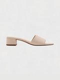 Cream leather block heel mules with square open toe Belvarnè Crème pair