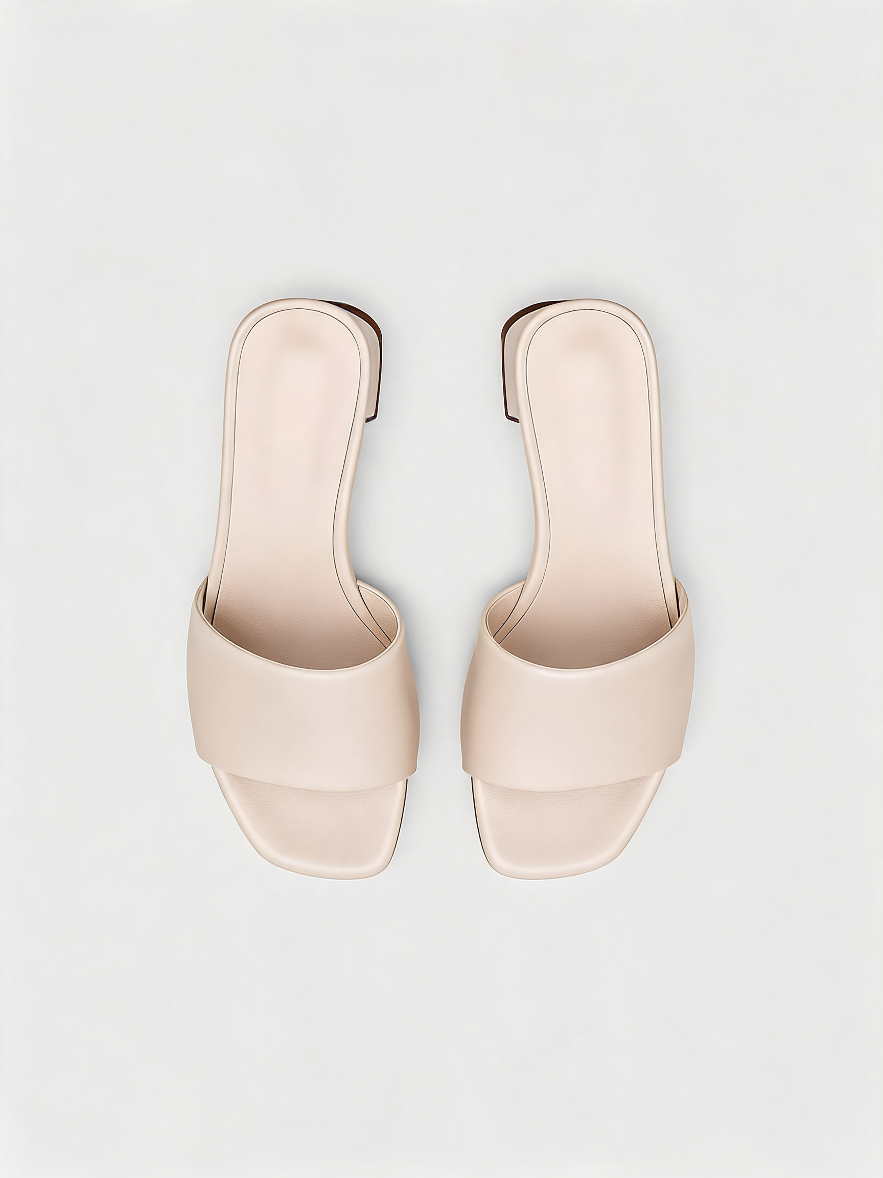 Cream leather block heel mules with square open toe Belvarnè Crème pair