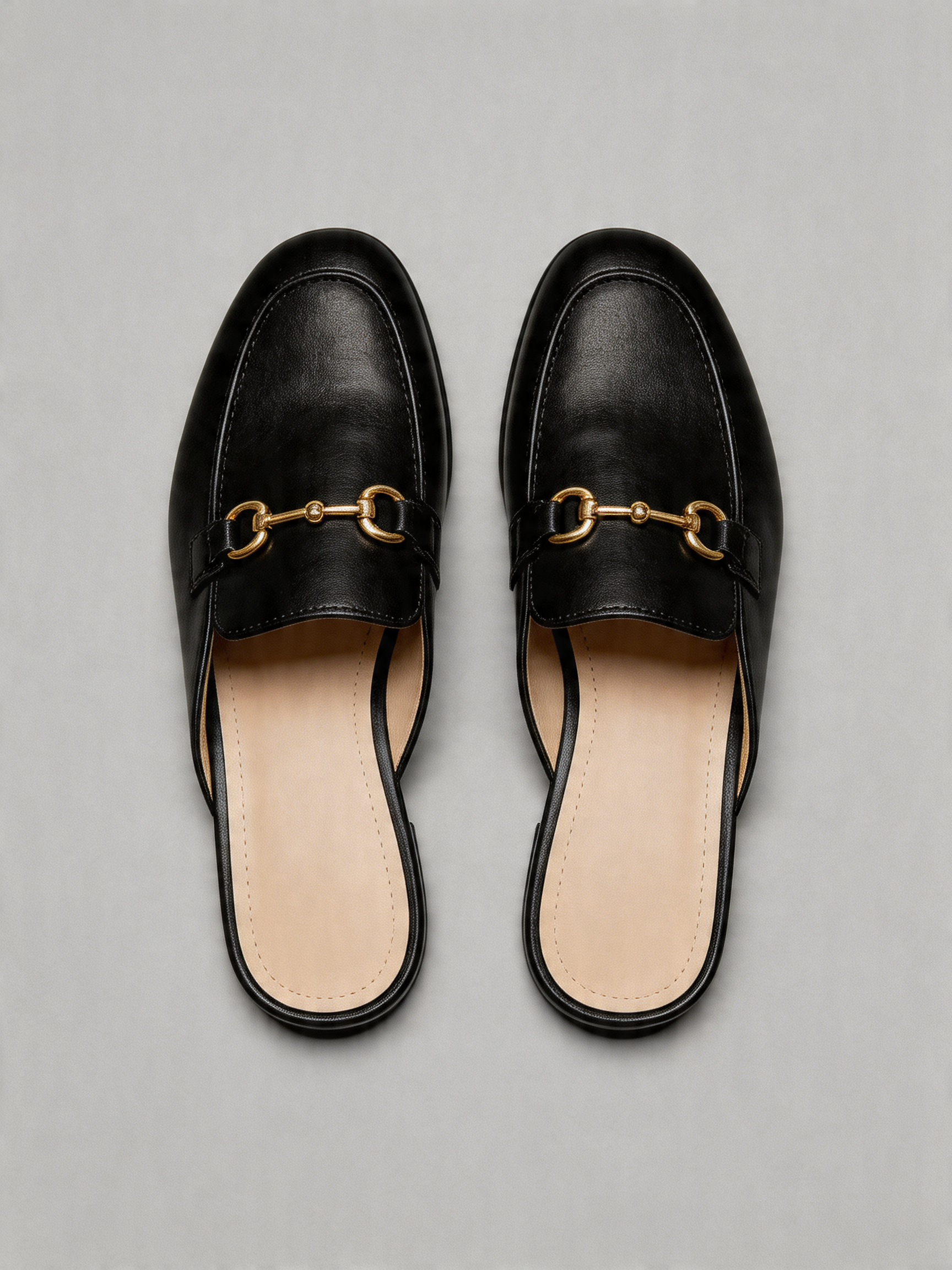 BELVARNÈ Leather Loafer Mule Black Flat