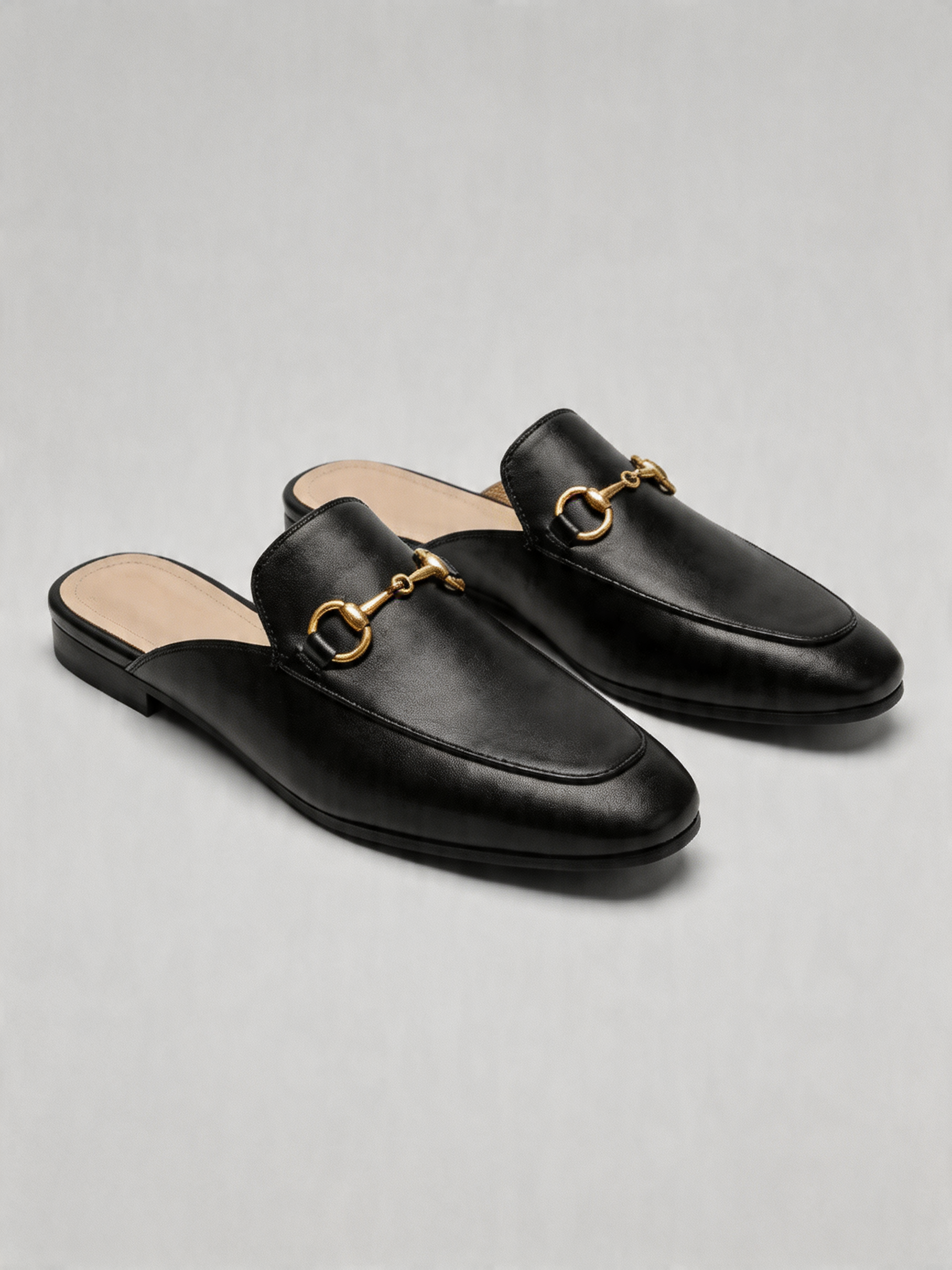 BELVARNÈLeather Loafer Mule Black Flat