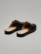 BELVARNÈ Leather Loafer Mule Black Flat