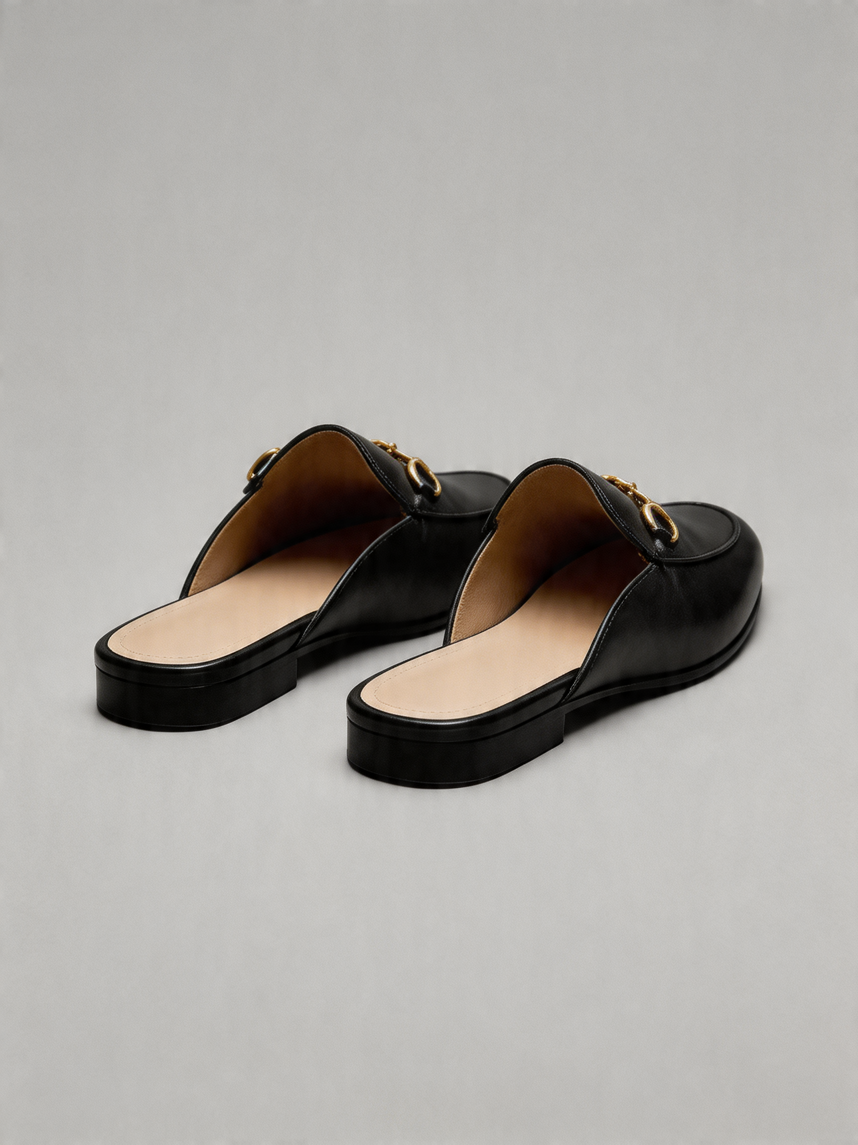 BELVARNÈ Leather Loafer Mule Black Flat