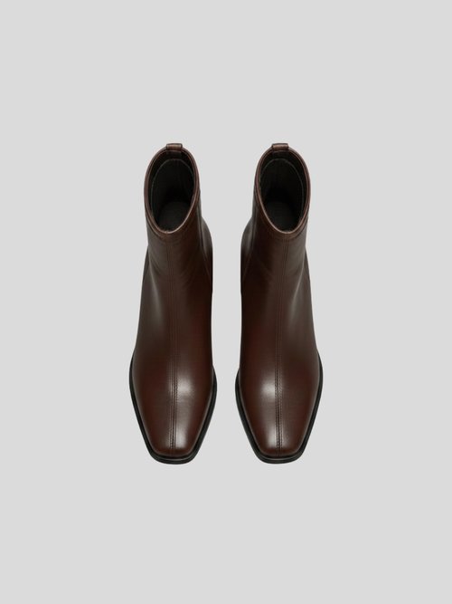 BELVARNÈLeather Sock Ankle Boot Square Toe