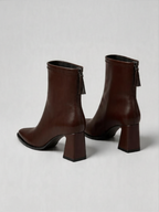 BELVARNÈLeather Sock Ankle Boot Square Toe