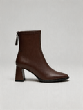 BELVARNÈLeather Sock Ankle Boot Square Toe