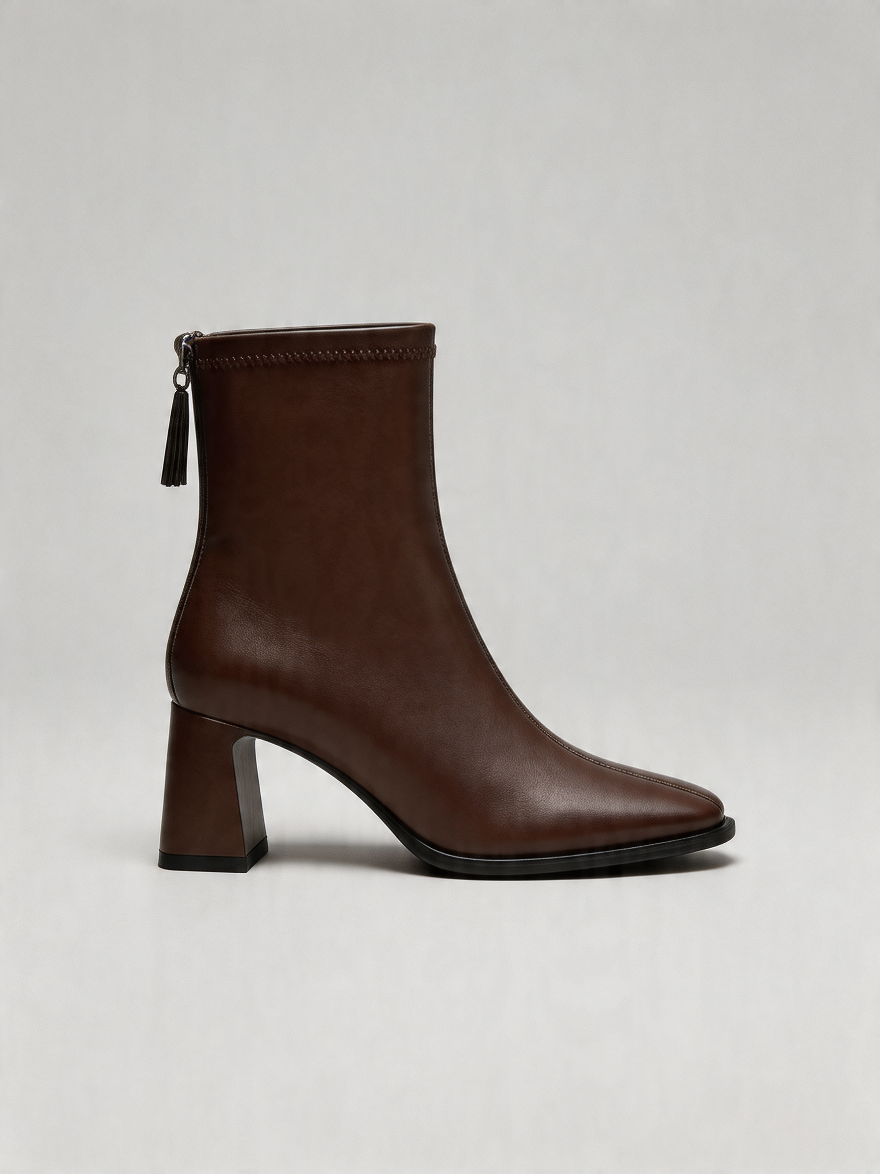 BELVARNÈLeather Sock Ankle Boot Square Toe