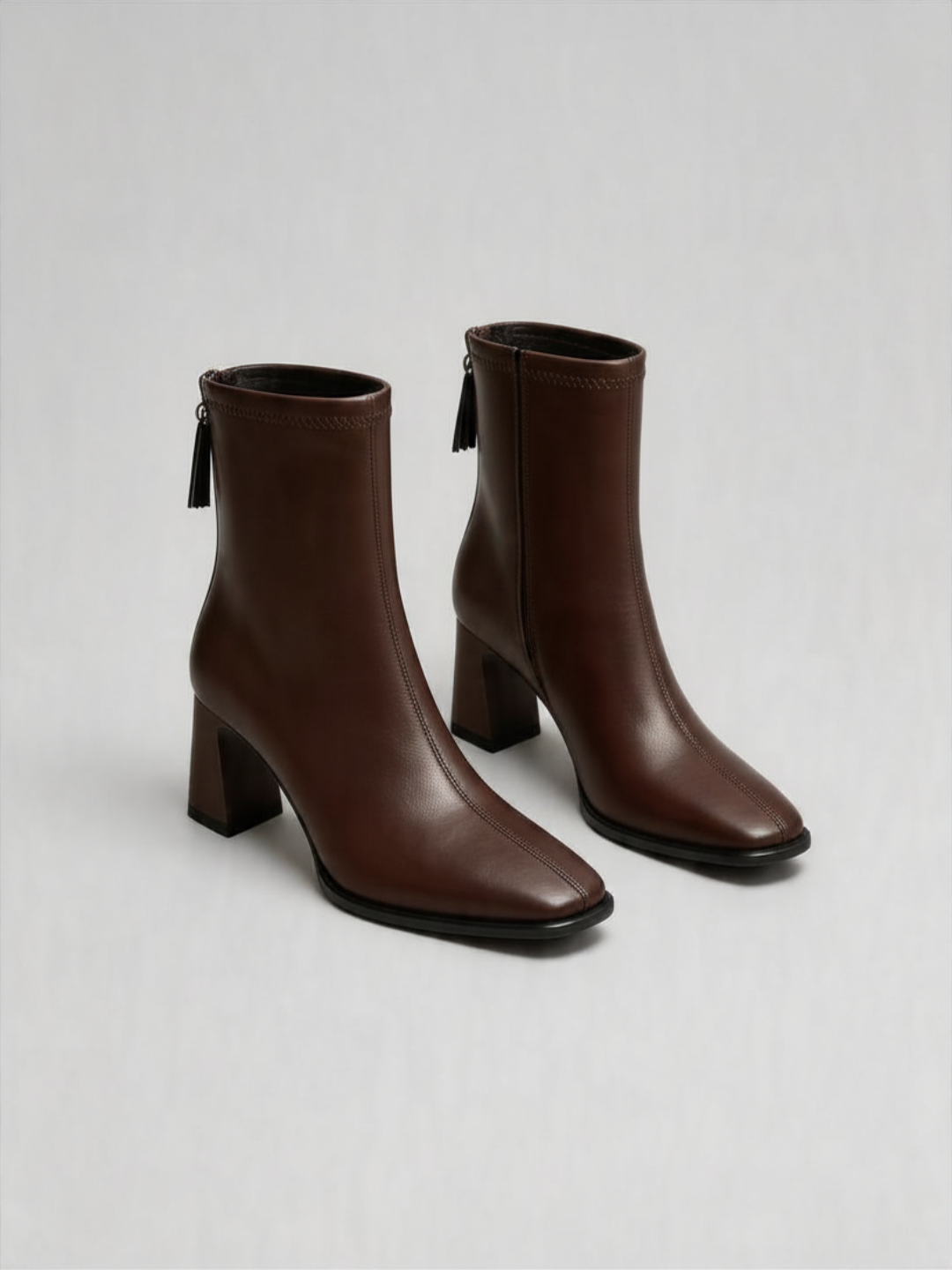 BELVARNÈLeather Sock Ankle Boot Square Toe