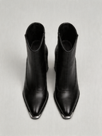 BELVARNÈLeather Western Ankle Boot Block Heel