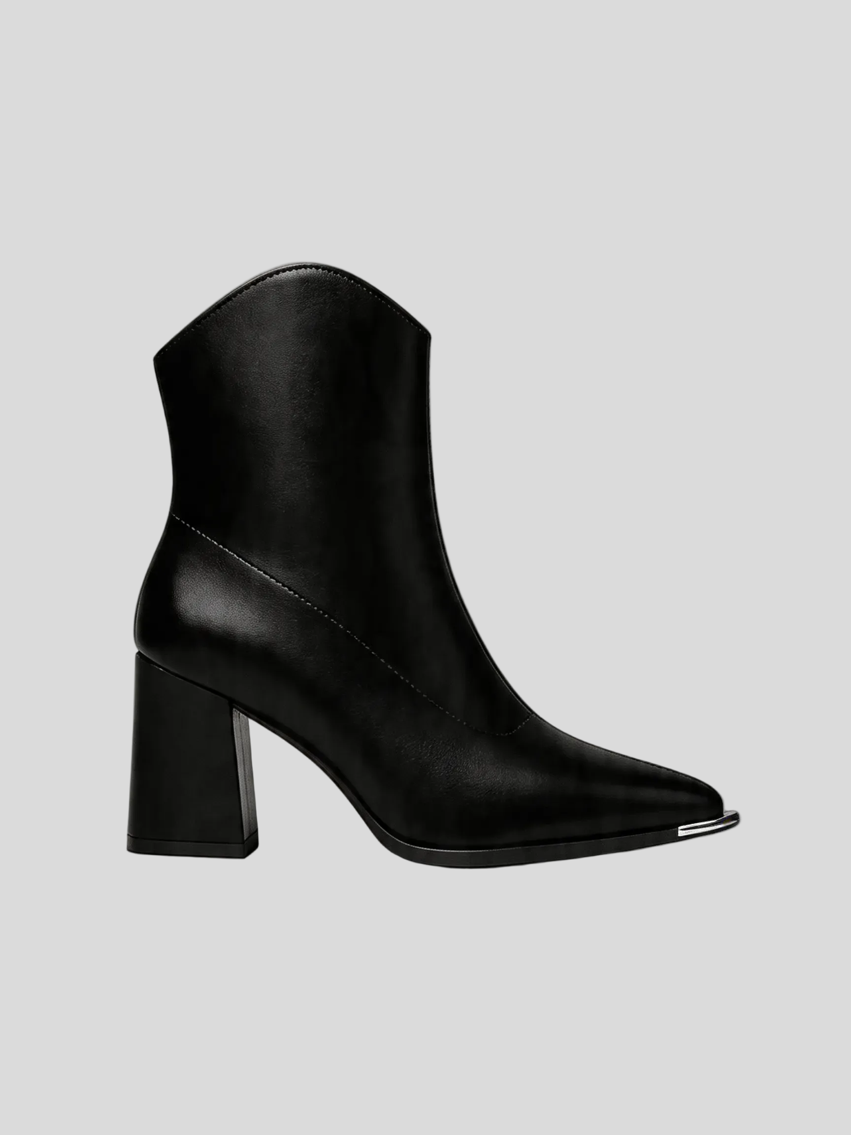 BELVARNÈLeather Western Ankle Boot Block Heel