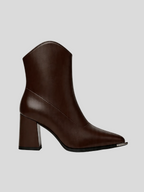 BELVARNÈLeather Western Ankle Boot Block Heel