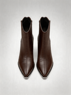 BELVARNÈLeather Western Ankle Boot Block Heel